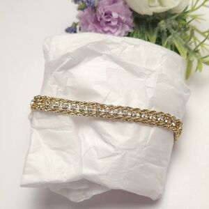 Vintage Gold Tone Rope Chain & Crystal Tennis Bracelet Art Deco Style